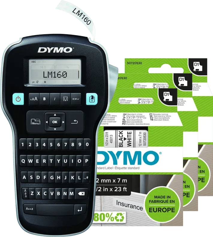 LabelManager 160 + 3 extra labels de DYMO – photo produit