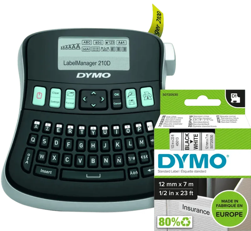 LabelManager 210D Labelprinter + 1 extra label van DYMO – productfoto