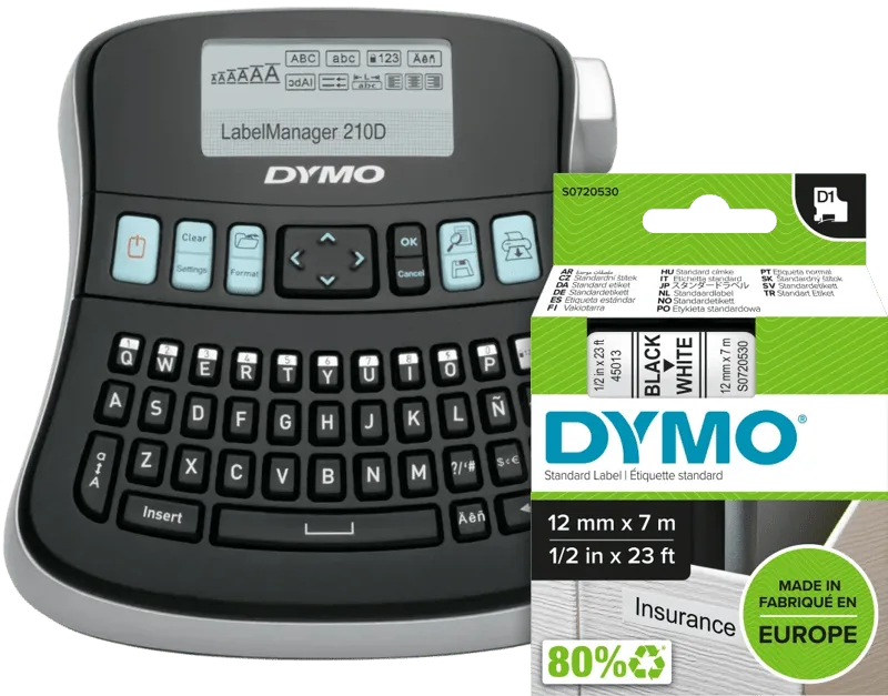 LabelManager 210D+ Labelprinter Qwerty + 1 extra label van DYMO – productfoto
