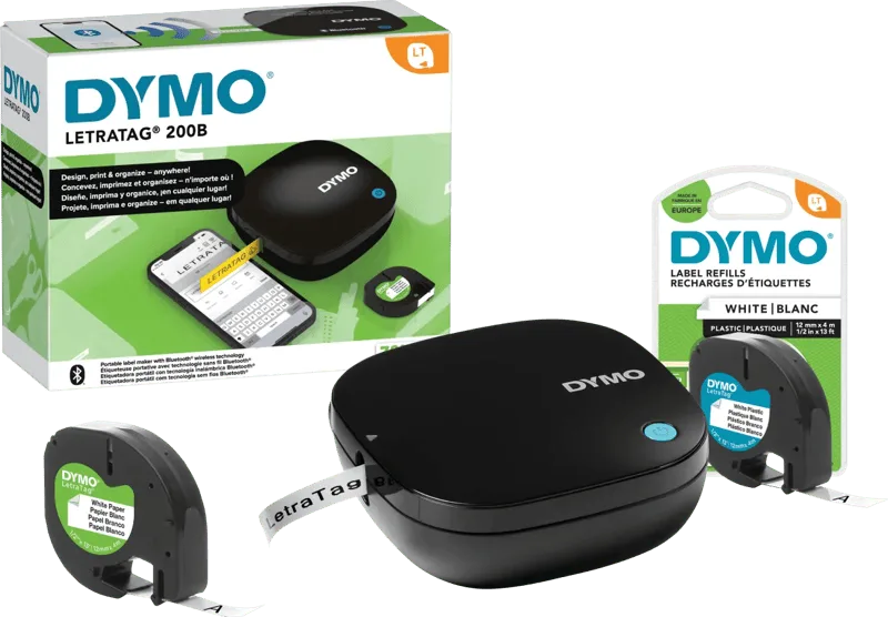 LetraTag 200B Bluetooth Labelprinter + 1 extra label de DYMO – photo produit