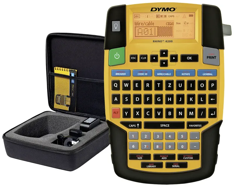 RHINO 4200 Kit Beschriftungsgerät Geeignet für Schriftband: IND 6 mm, 9 mm, 12 mm, 19 mm de DYMO – photo produit