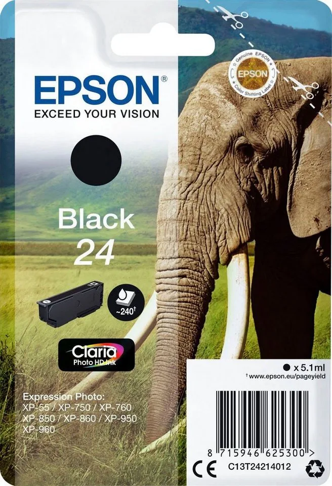 Black 24 Claria Photo HD Ink Tintenpatrone (original Epson Druckerpatrone 24 von Epson in Schwarz – Produktfoto