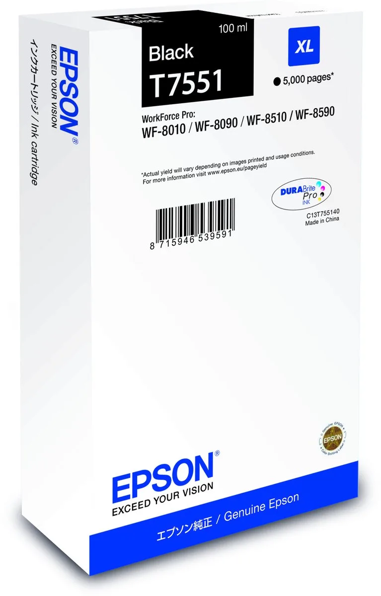 C13T75514N inktcartridge 1 stuk(s) Origineel High (L) Yield de Epson en Noir – photo produit