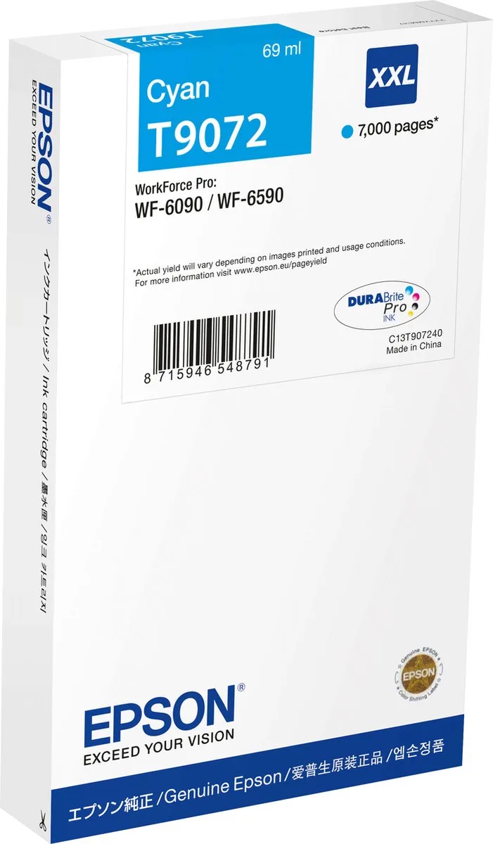 C13T90724N inktcartridge 1 stuk(s) Origineel Extra (Super) hoog rendement Cyaan by Epson – product photo