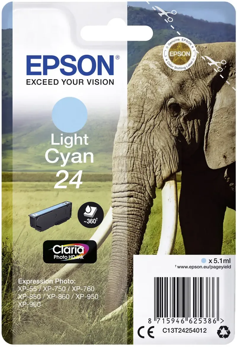 Druckerpatrone 24 Original Photo Cyan C 13 T 24254012 von Epson – Produktfoto 1 von 2