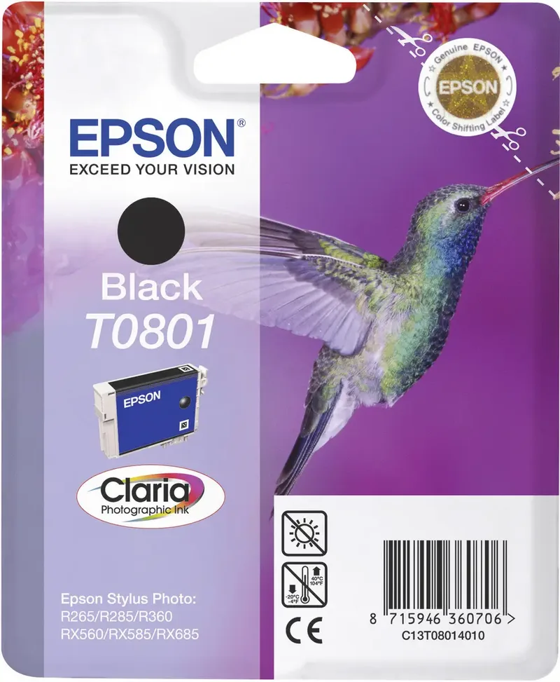 Druckerpatrone T0801 Original Schwarz C 13 T 08014011 von Epson – Produktfoto 1 von 2