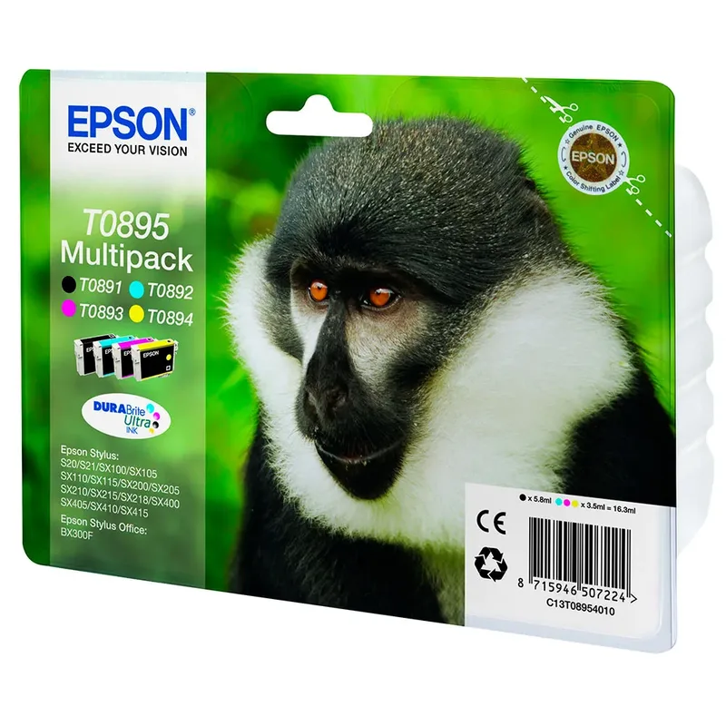 Druckerpatrone T0895 Original Kombi-Pack Schwarz, Cyan, Magenta, Gelb C13T08954010 von Epson – Produktfoto 2 von 2