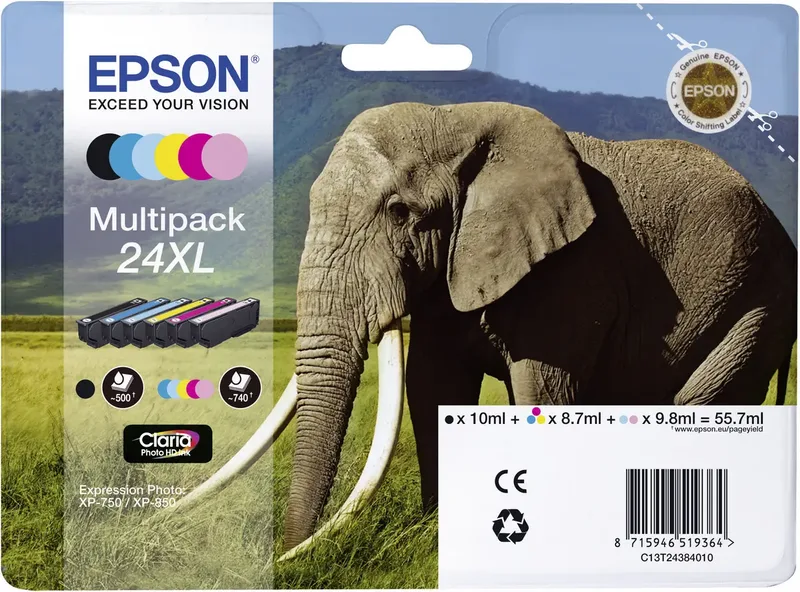 Druckerpatrone T2438, 24XL Original Kombi-Pack Schwarz, Cyan, Magenta, Gelb, Photo Cyan, Photo Magenta C13T24384011 de Epson – photo produit