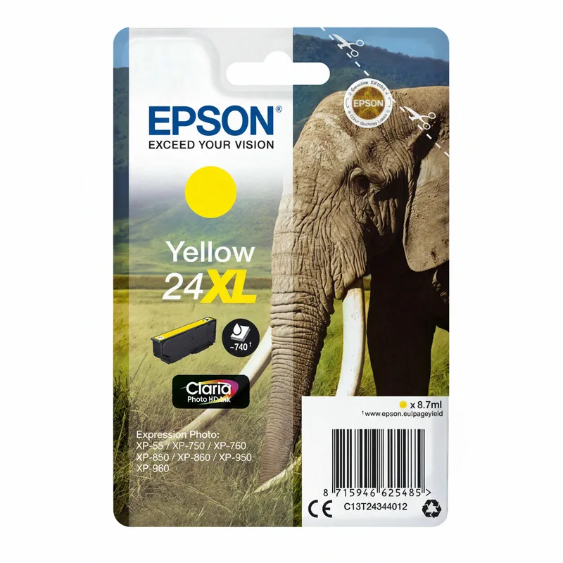 Elephant 24XL Claria Photo HD inktcartridge, geel, enkelverpakking von Epson – Produktfoto