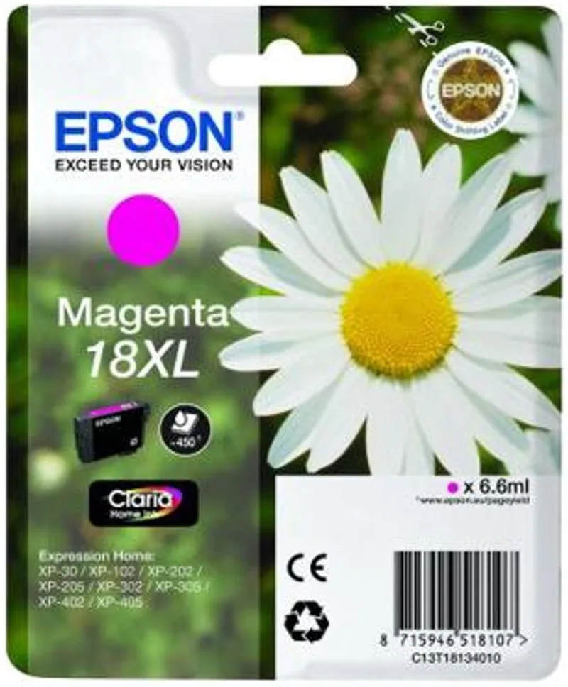 EPSON 18XL inktcartridge high capacity 6.6ml 450 paginas 1-pack RF-AM blister van Epson in Magenta – productfoto