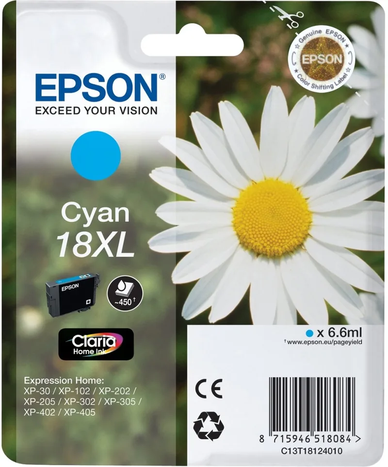 Epson 18XL (T1812) - Inktcartridge / Hoge Capaciteit van Epson in Cyaan – productfoto