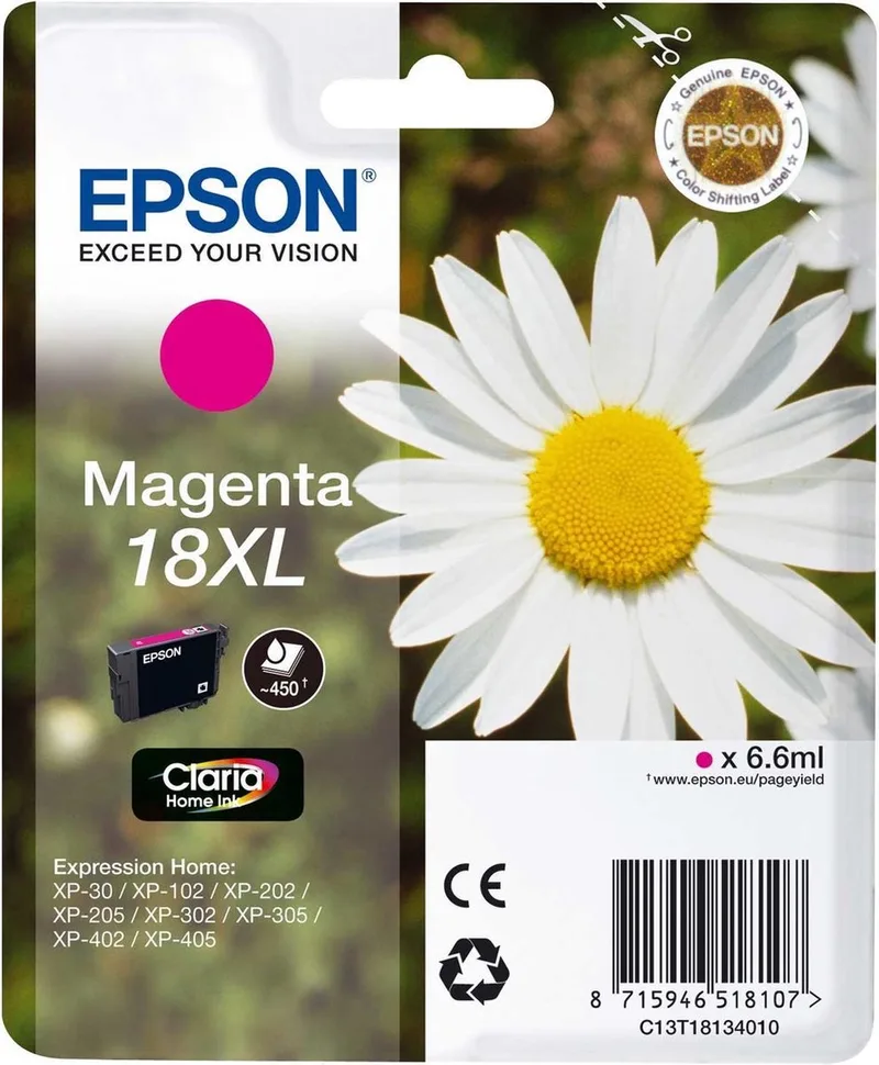 Epson 18XL (T1813) - Inktcartridge / Hoge Capaciteit van Epson in Magenta – productfoto