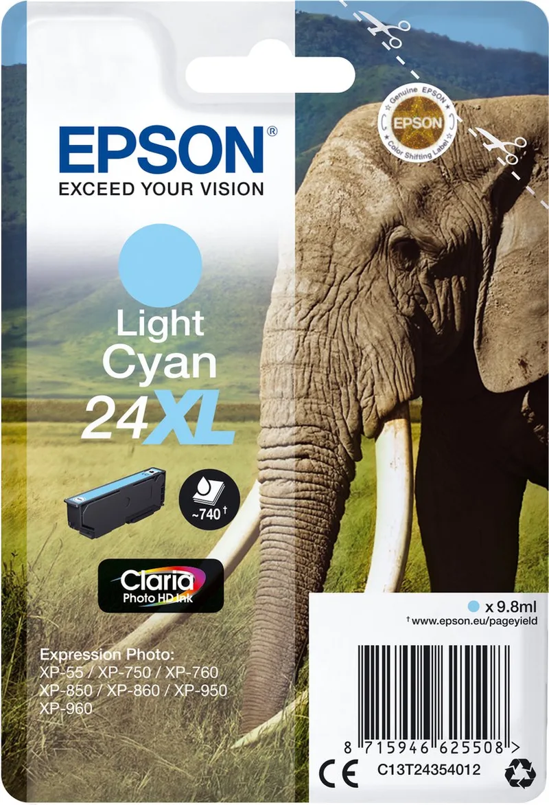 Epson 24XL- Inktcartridge van Epson in Licht cyaan – productfoto