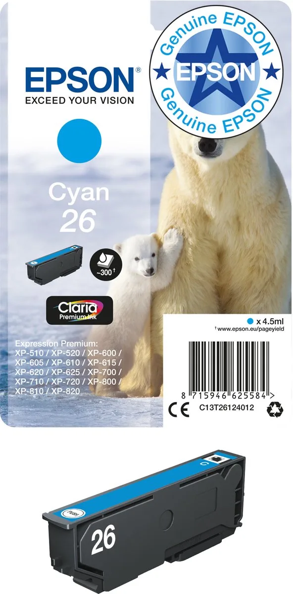Epson 26 - Inktcartridge de Epson en Cyaan – photo produit