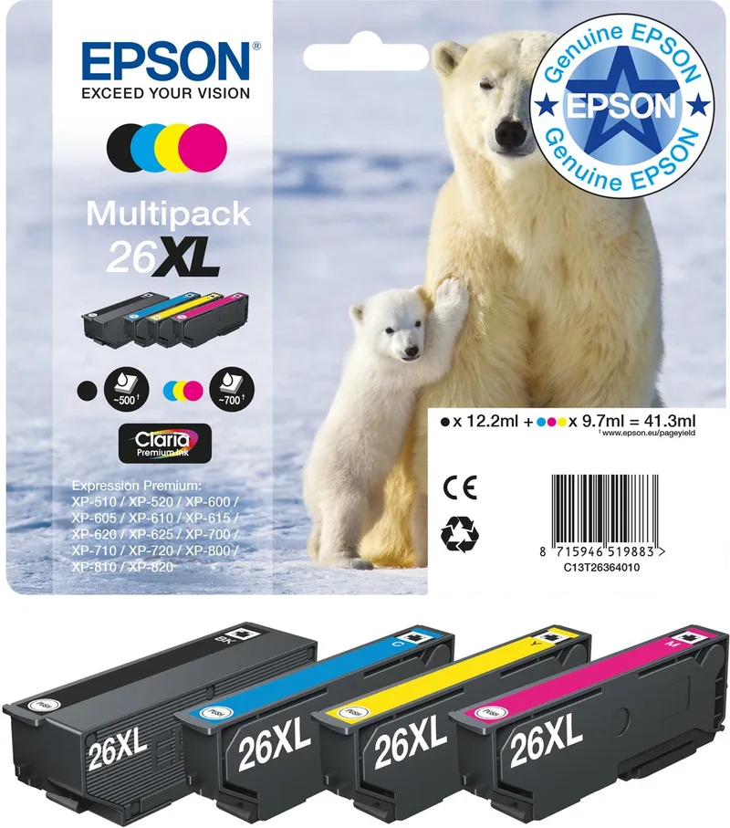 Epson 26XL - Inktcartridge / Multipack van Epson in Meerkleurig – productfoto