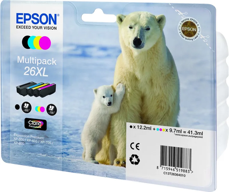 EPSON 26XL inktcartridge zwart en drie kleuren high capacity 41.3ml 1-pack RF-AM blister by Epson in Magenta – product photo