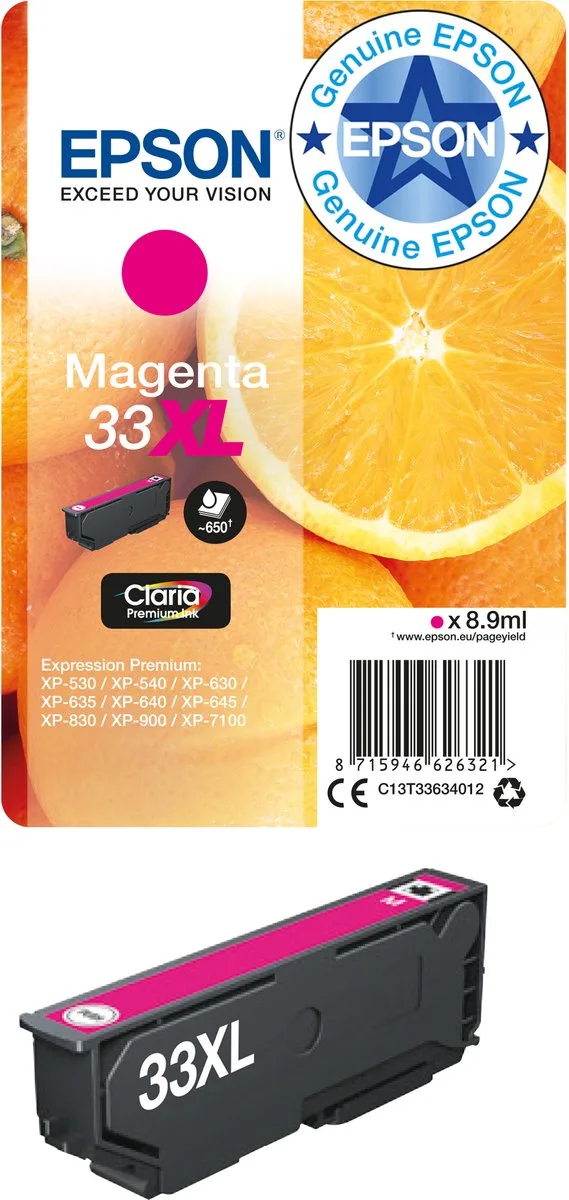 Epson 33XL - Inktcartridge van Epson in Magenta – productfoto