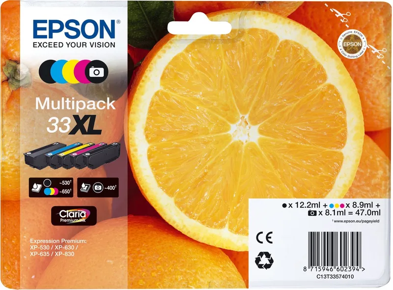 Epson 33XL multipack zwart en kleur van Epson in Cyaan – productfoto