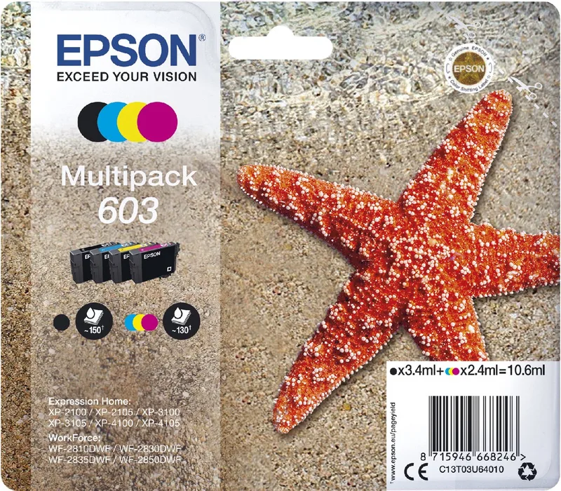 Epson 603 - Inktcartridge / Multipack van Epson in Zwart, Cyaan, Geel, Magenta – productfoto