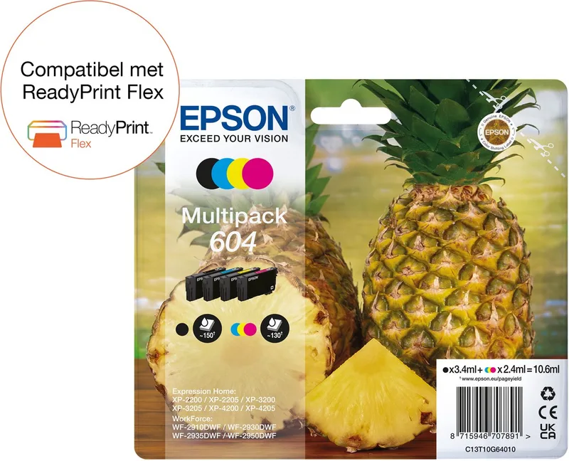 Epson 604 - Inktcartridge - Origineel - Standaard capaciteit - Cyaan, Geel, Magenta van Epson in Zwart – productfoto 1 van 2