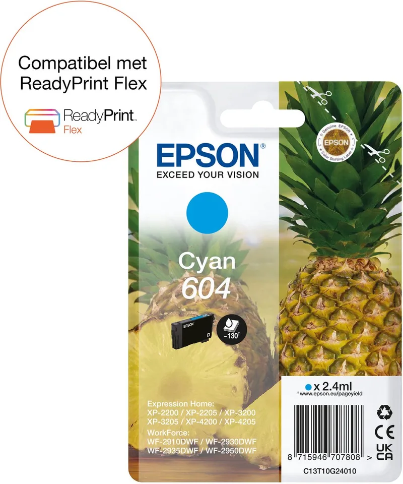 Epson 604 - Inktcartridge - Origineel - Standaard capaciteit van Epson in Cyaan – productfoto 1 van 2