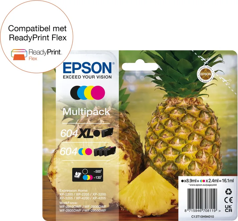 Epson 604XL - Inktcartridge - Origineel - Hoge capaciteit - Cyaan, Magenta, Geel van Epson in Zwart – productfoto