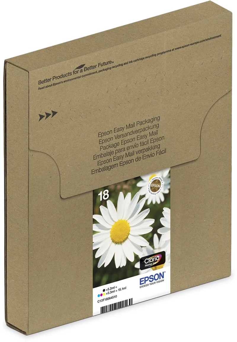 EPSON-cartridge 4-pack 18 inktcartridges - driekleuren - standaardcapaciteit van Epson in Zwart – productfoto