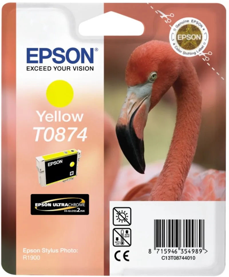 Flamingo inktpatroon Yellow T0874 Ultra Gloss High-Gloss 2 by Epson in Yellow – product photo