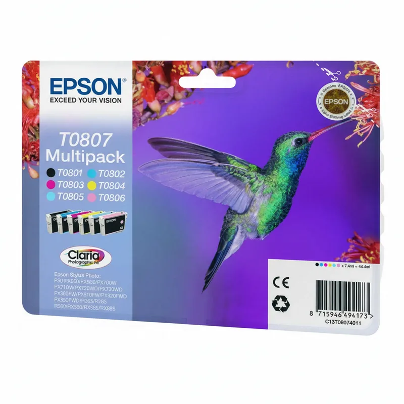 Hummingbird multipack 6 kleuren T0807 Claria fotografische inkt by Epson – product photo