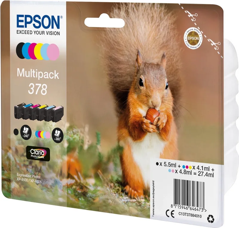 inktcartridge 378, 240 - 360 pagina's, OEM C13T37884010, 6 kleuren 5 stuks by Epson in Assortiment aan kleuren – product photo