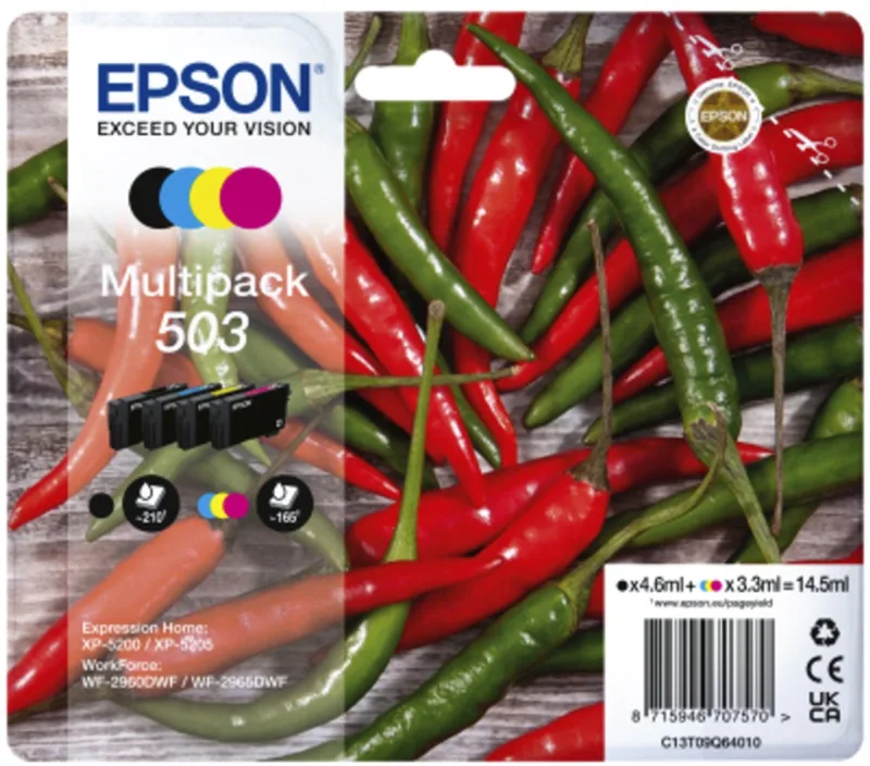 Inktcartridge Epson 503 T09Q64 + 3 kleuren van Epson in Zwart – productfoto