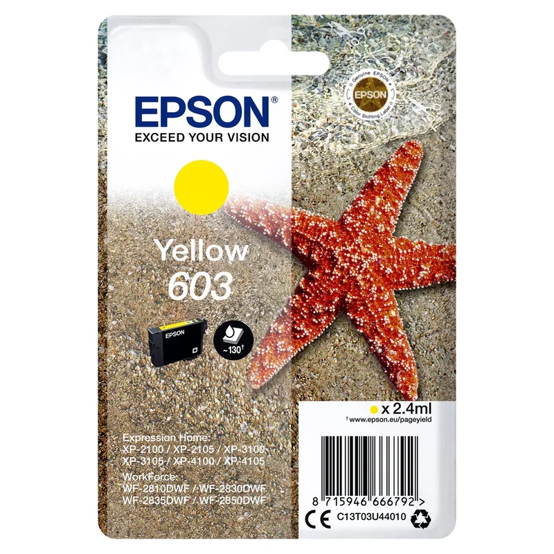 Inktcartridge epson 603 t03u4 geel | 10 stuks de Epson – photo produit