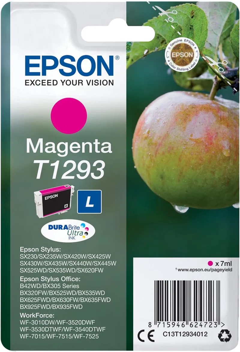 inktcartridge T1293, 330 pagina's, OEM C13T12934012, 10 stuks van Epson in Magenta – productfoto