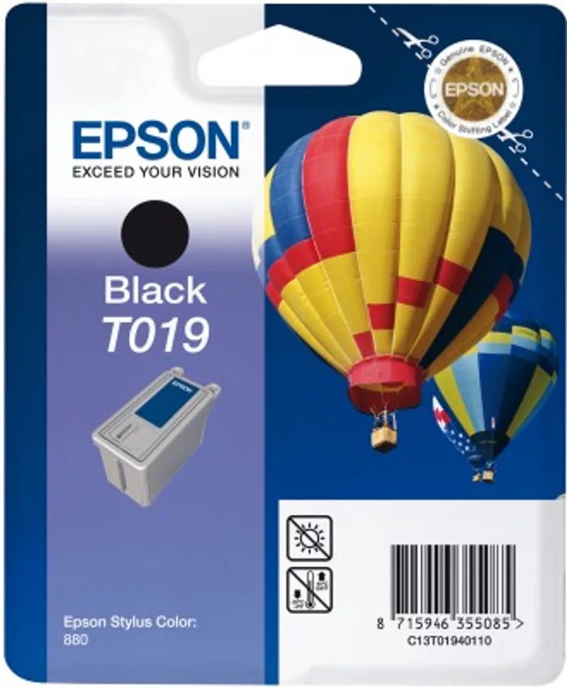 inktpatroon Black T019 fra Epson i Sort – produktbillede