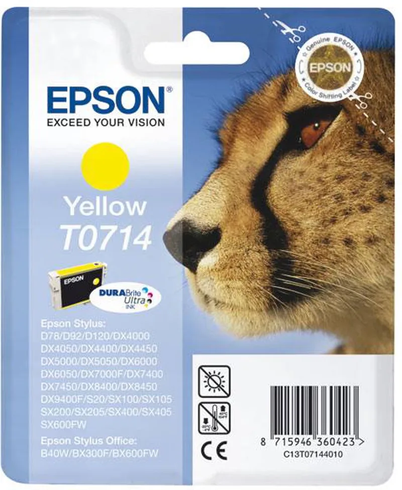 inktpatroon Yellow T0714 DURABrite Ultra Ink van Epson in Geel – productfoto