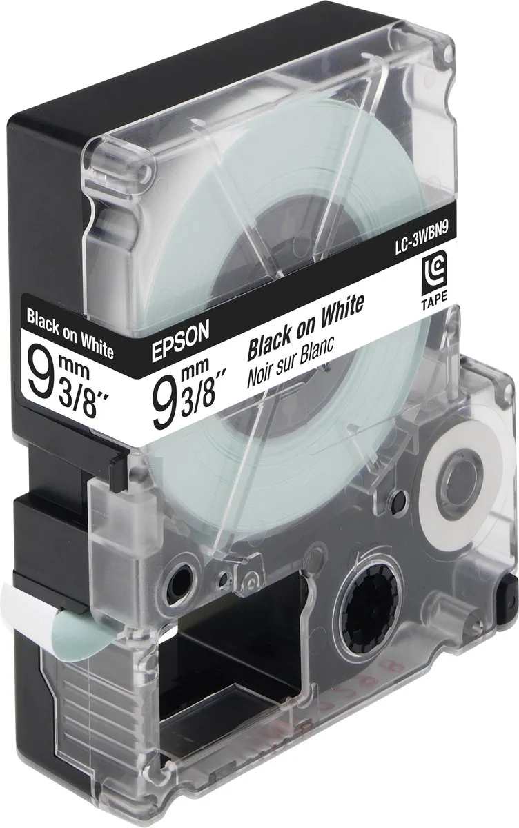 Label Cartridge Standard LC-3WBN9Standard Black/White 9mm (9m) by Epson in Zwart op wit – product photo