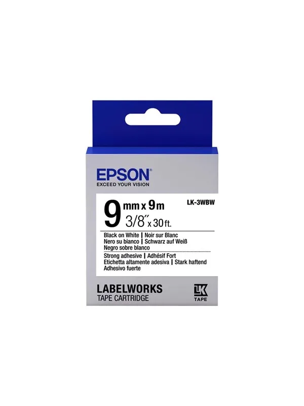 LK-3WBW Label Cartridge Strong Adhesive Black/White 9mm (9m) von Epson – Produktfoto