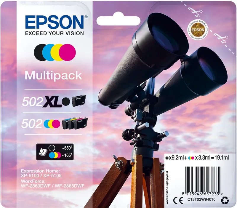 Multipack 4-colours 502 XL Black/Std. CMY by Epson in Black, Cyan, Magenta, Yellow – product photo