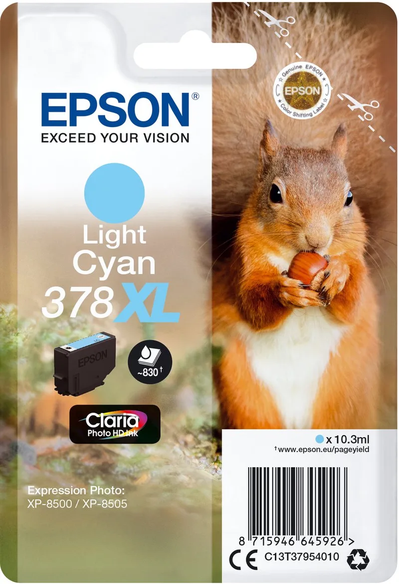 Original Ink Cartridge Epson 378XL 10,3 ml Cyan van Epson in Lichtblauw – productfoto