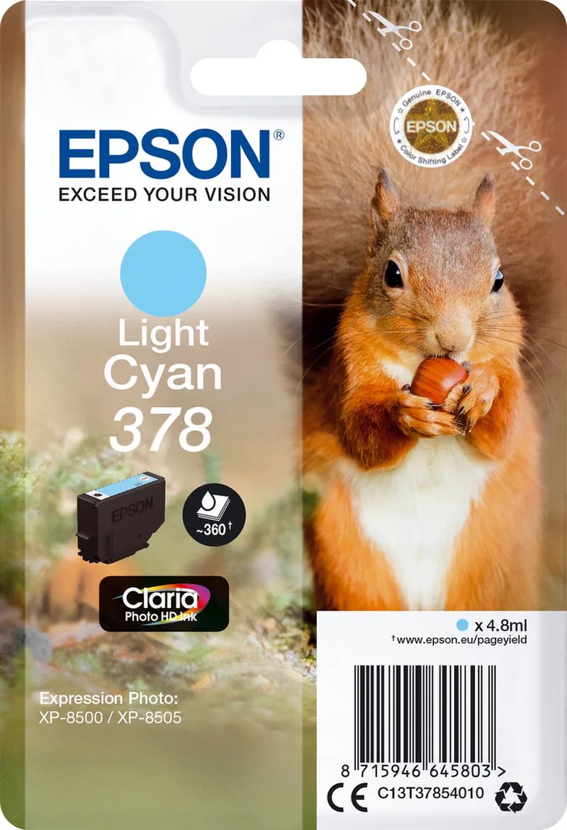 Original Ink Cartridge Epson C13T37854010 Light Cyan by Epson in Licht Cyaan – product photo