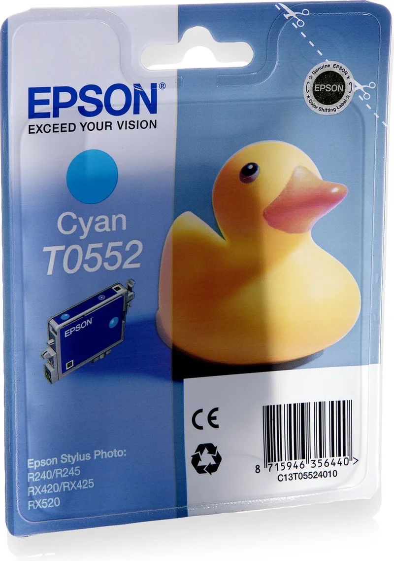 T0552 - Inktcartridge Cyaan fra Epson i Cyaan – produktbillede