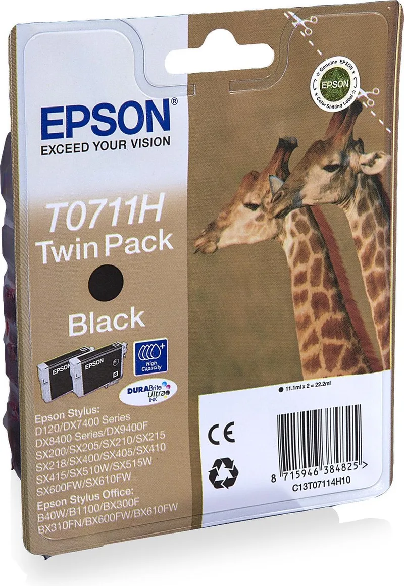 T0711H - Inktcartridge / Zwart / Twin Pack by Epson in Black – product photo