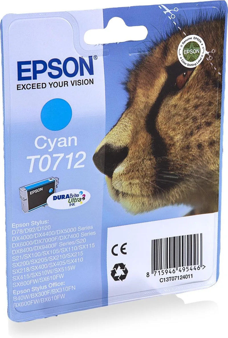 T0712 - Inktcartridge / Cyaan fra Epson i Cyaan – produktbillede