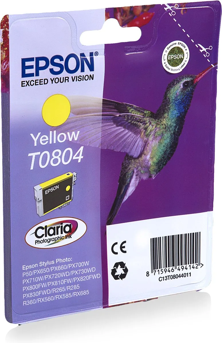 T0804 Inktcartridge - Geel fra Epson i Gul – produktbillede
