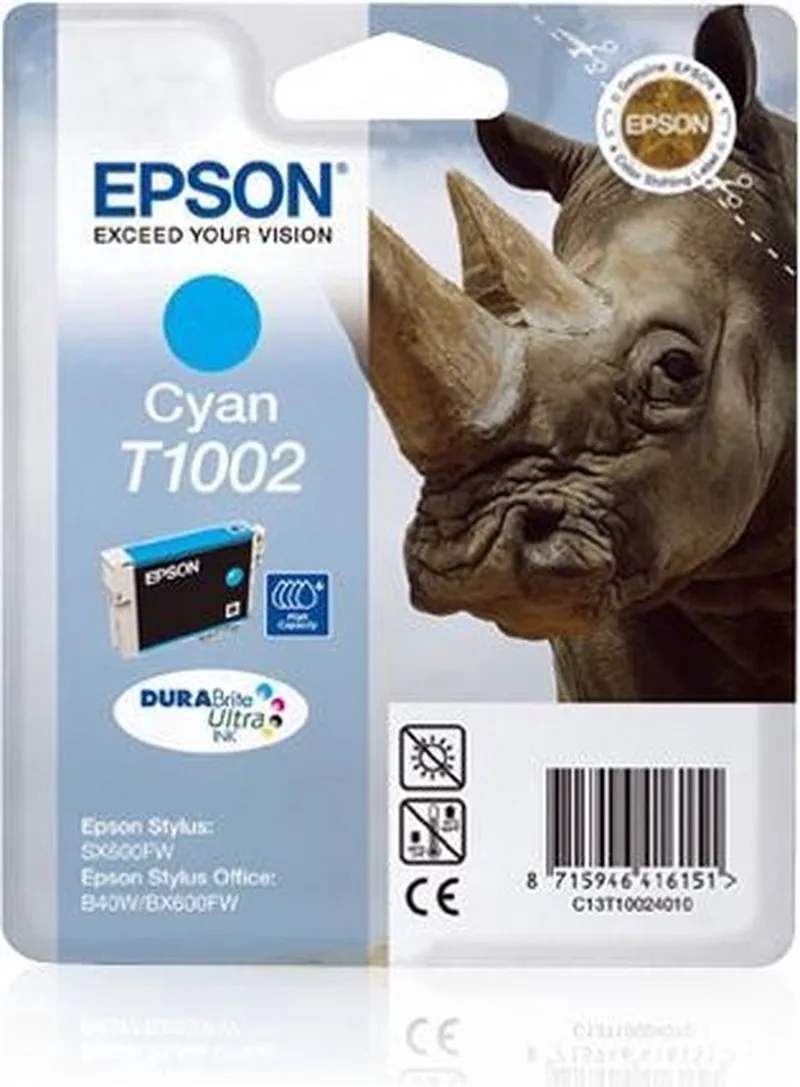 T1002 inktcartridge standard capacity 11.1ml 1-pack RF-AM blister van Epson in Cyaan – productfoto