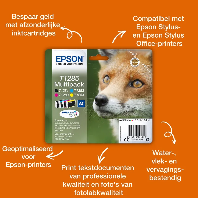 T1285 - Inktcartrdige / Multipack by Epson in Black, Cyaan, Magenta, Yellow – product photo