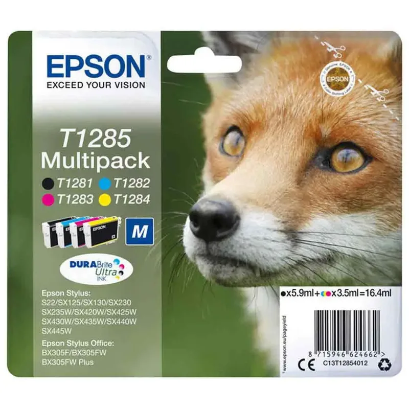 T1285 Multipack (Black Yellow Cyan Magenta) Ink von Epson in Cyaan – Produktfoto