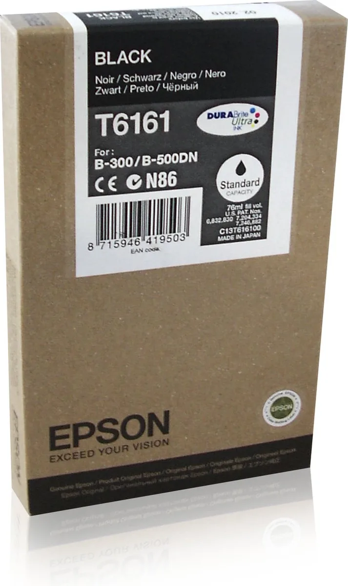 T6161 - Inktcartridge / Zwart van Epson in Zwart – productfoto