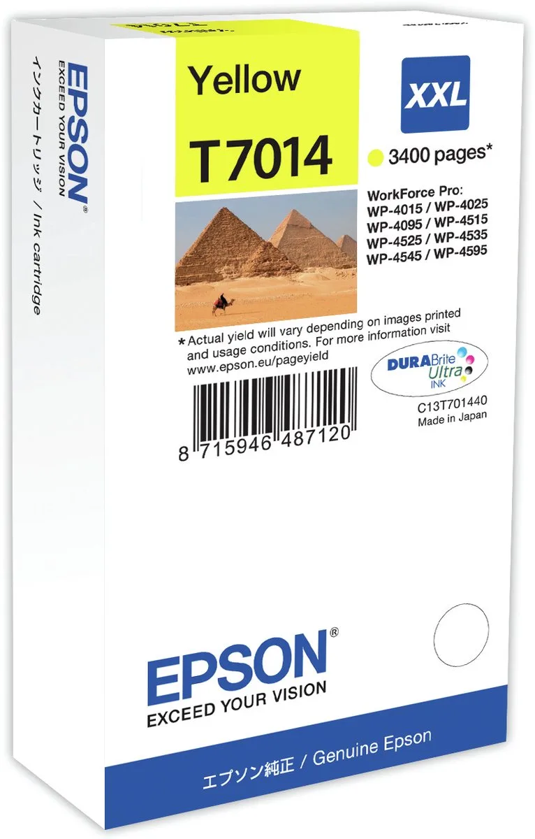 T7014XXL - Inktcartridge / Extra Hoge Capaciteit van Epson in Geel – productfoto