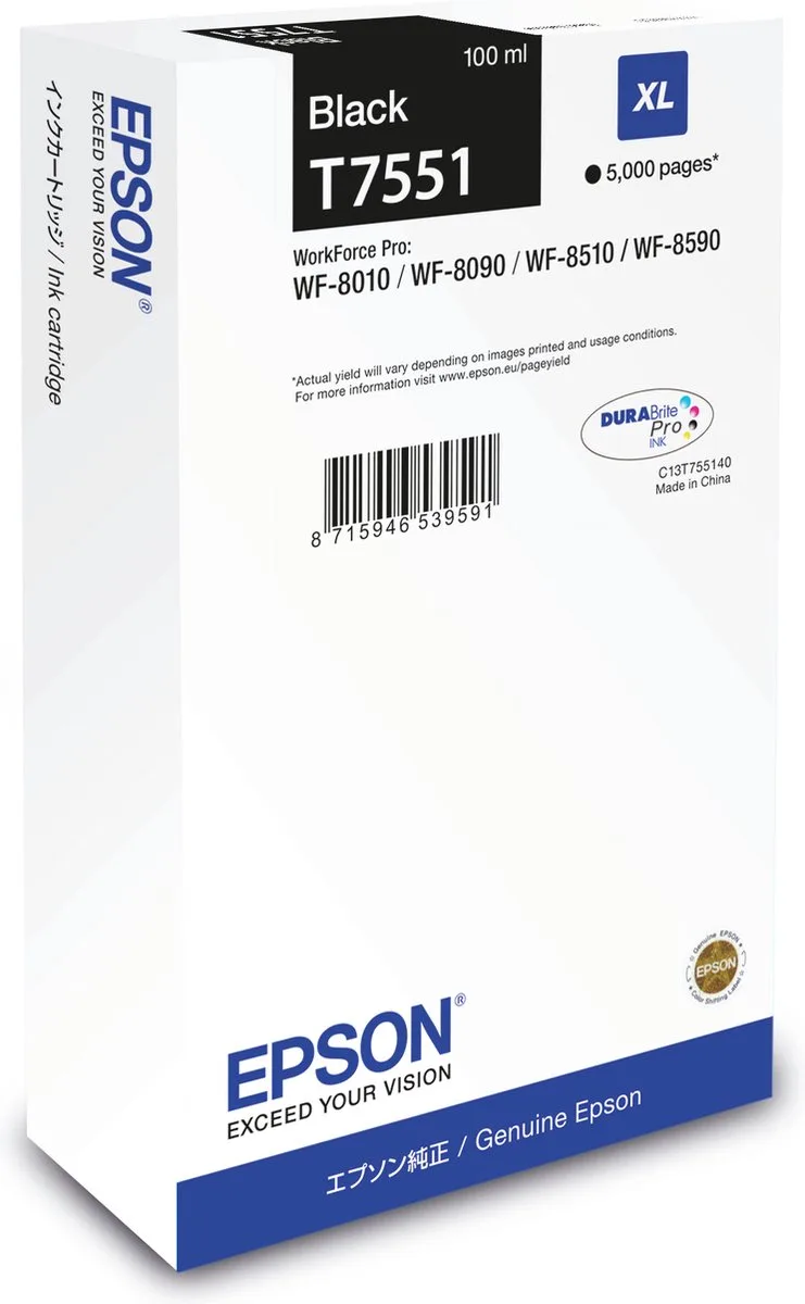 T7551XL - Inktcartridge / Hoge Capaciteit by Epson in Black – product photo